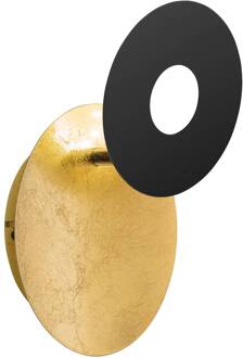 LED wandlamp Hennes, Ø 18 cm, goud/zwart bladgoud, mat zwart