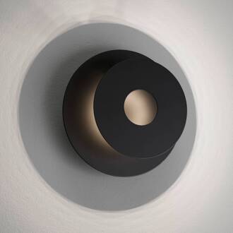 LED wandlamp Hennes, Ø 18cm, zwart mat zwart