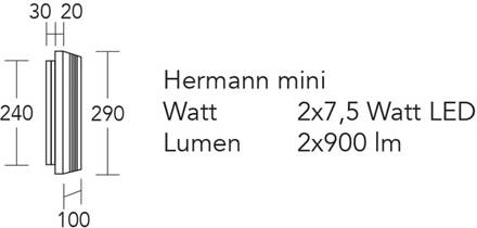 LED wandlamp Hermann mini, geolied eiken, dimbaar geolied eiken, zwart mat