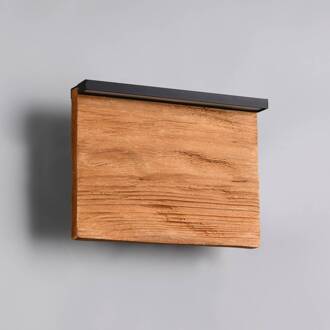 LED wandlamp Kalea, breedte 20 cm, houtkleurig, hout houtkleurig, zwart
