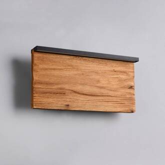 LED wandlamp Kalea, breedte 30 cm, houtkleurig, hout houtkleurig, zwart