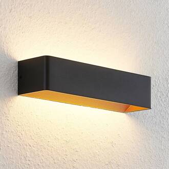 LED wandlamp Karam, 37 cm, zwart, metaal, up/down zwart, goud
