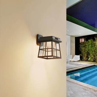 LED wandlamp Latarka, hoogte 24 cm, sensor zwart (RAL 9005)