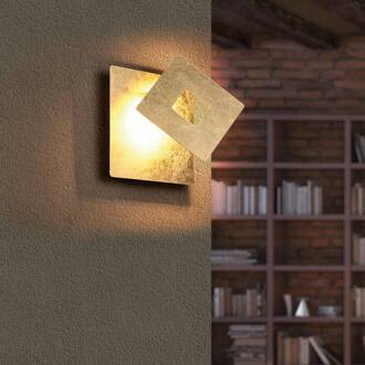 LED wandlamp Leano, hoekige lens, goud, indirect