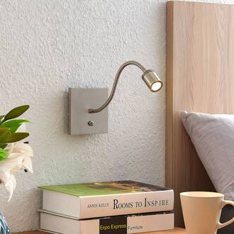 LED wandlamp Legera, 11 cm, nikkelkleurig, flexibele arm satijn nikkel