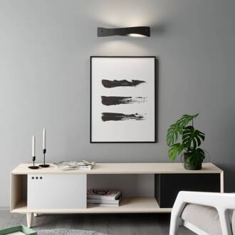 LED wandlamp Lian, aluminium/zwart zwart mat, aluminium mat
