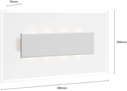 LED wandlamp Lole, aluminium, 59 x 29 cm, glas aluminium mat, gesatineerd