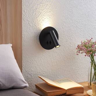 LED wandlamp Magya, zwart 2-lamps, rond zwart mat