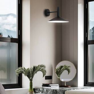 LED wandlamp Marsi, zwart, Ø 25 cm, metaal