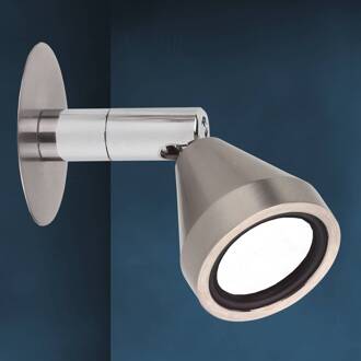 LED wandlamp Mini, draaibaar, nikkel, 3.000K mat geborsteld nikkel, chroom