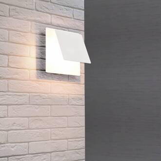 LED wandlamp Mio, hoekige lens, mat wit, indirect wit mat