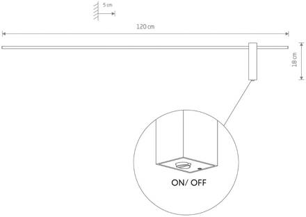 LED wandlamp Motive L, 120 cm breed, zwart, metaal