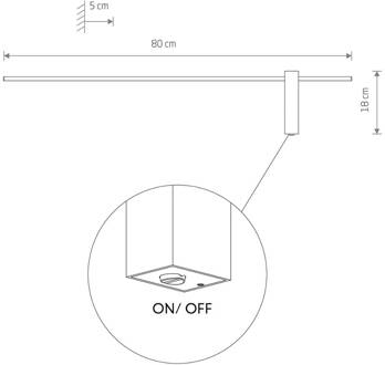 LED wandlamp Motive M, 80 cm breed, zwart, metaal