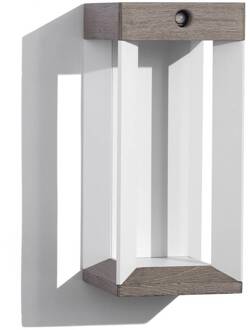 LED-wandlamp op zonne-energie Teckalu, grijs/wit, 33 cm teakhout grijs, wit