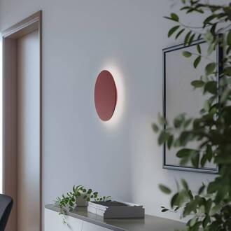 LED wandlamp Orios Plus, rood, Ø 30 cm, staal