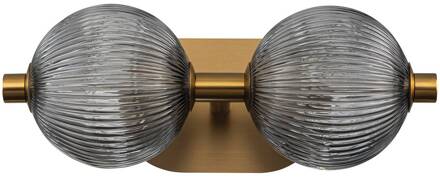 LED wandlamp PALMAS goud/rookgrijs Breedte 39 cm 2-lamps IP44 goud geborsteld, rookgrijs