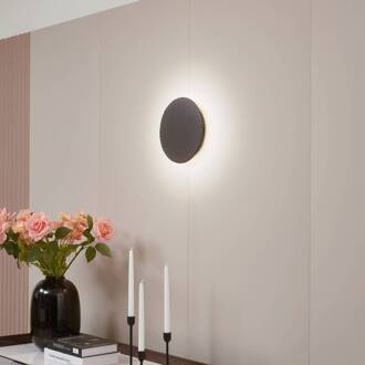 LED wandlamp Peetu, Ø 25 cm, leisteen, dimbaar leisteen, zwart