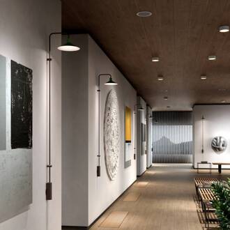 LED wandlamp Platet A/06, zwart/olijfgrijs, 154 cm ebbenhout-zwart, olijfgrijs