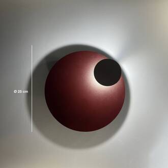 LED wandlamp Pois, donkerrood, Ø 25 cm, dimbaar donkerrood, zwart