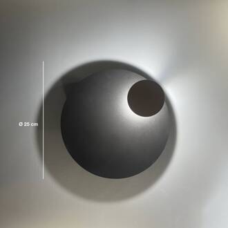 LED wandlamp Pois, grijs, Ø 25 cm, dimbaar antraciet, zwart