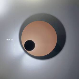 LED wandlamp Pois, roze, Ø 25 cm, dimbaar oudroze, zwart