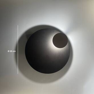 LED wandlamp Pois, zwart, Ø 25 cm, dimbaar