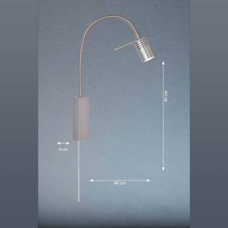 LED wandlamp River, flexibele arm, geribbeld mat nikkel