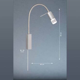 LED wandlamp River, flexibele arm, glas mat nikkel