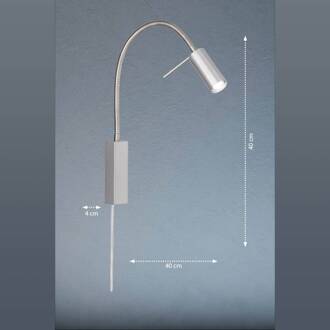 LED wandlamp River, flexibele arm, metaal glad mat nikkel