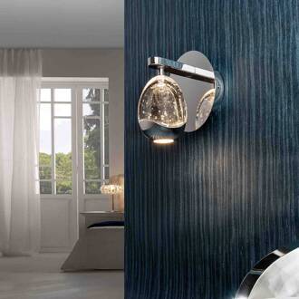 LED wandlamp Rocio, metaal, glas, 1-lamp, chroom chroom, helder