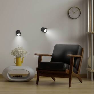 LED wandlamp Roll 8, zwart, draaibaar