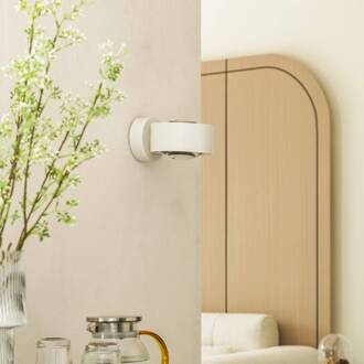 LED wandlamp Rotari, lens, omhoog/omlaag, wit, metaal wit (RAL 9003)