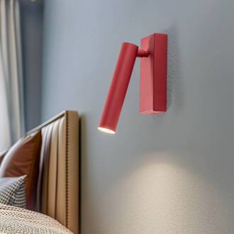 LED wandlamp Rulo, rood, staal, 3000 K