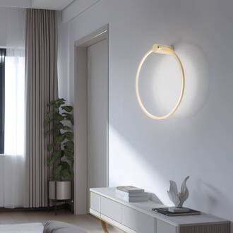 LED wandlamp Saturno, goud, Ø 50 cm, metaal, 4.000 K