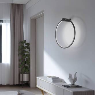 LED wandlamp Saturno, zwart, Ø 50 cm, metaal, 4.000 K
