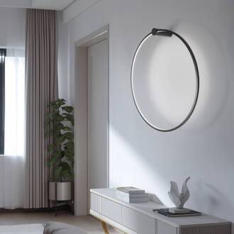LED wandlamp Saturno, zwart, Ø 80 cm, metaal, 4.000 K