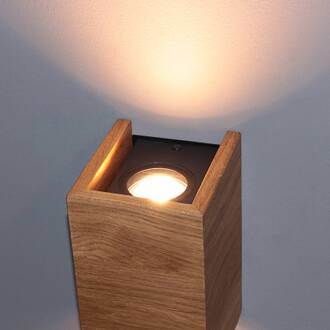 LED wandlamp Shine-Wood eiken 2xGU10 10x18cm eiken geolied