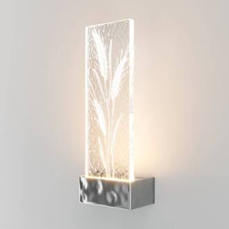 LED wandlamp Sierlijk, chroom/helder, hoogte 31 cm, glas chroom, transparant