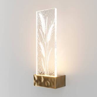 LED wandlamp Sierlijk, messing/helder, hoogte 31 cm messing, transparant