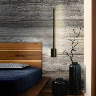 LED wandlamp Stick, hoogte 80 cm, zwart, metaal zwart mat, wit