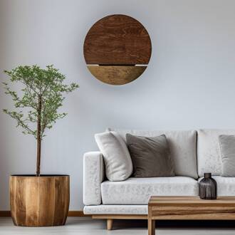 LED wandlamp Sun van hout hout donker, goud