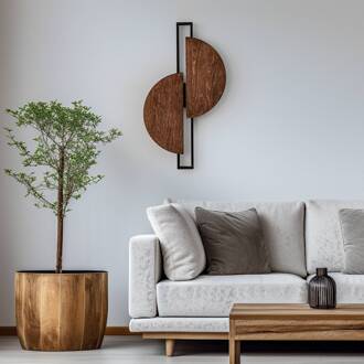 LED wandlamp Sunrise LED van hout hout donker, zwart