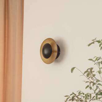 LED wandlamp Tiama, metaal, zwart/goud, Ø 20 cm zwart, goud