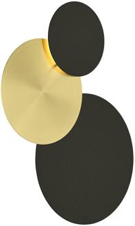 LED wandlamp Tilda, rond 3-lamps, zwart/goud