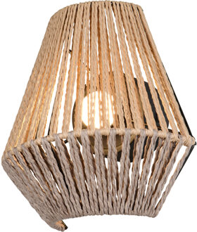 LED Wandlamp - Trion Kato - 1 Lichtpunt van 1.5 Watt - Warm Wit 3000K - Aanraakschakelaar - USB-aansluiting - IP20 - Bruin - Papier Garen