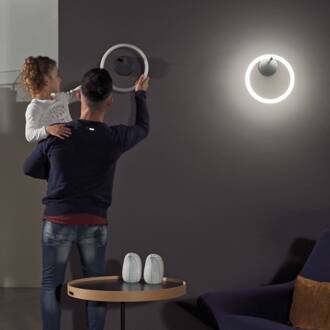 LED wandlamp Ulaop, één ring, zwart zwart, goud, wit
