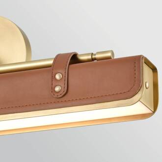 LED wandlamp VALISE, bruin/oud messing, 50 cm, kunstleer bruin, oud messing