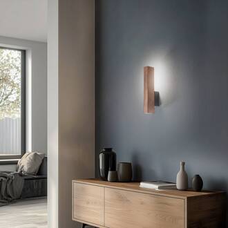 LED-wandlamp van hout Teo, walnoot, 31 cm, 3000 K walnoot, zwart