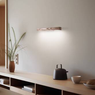 LED-wandlamp van hout Teo, walnoot, 46 cm, 3000 K