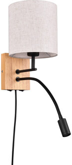 LED Wandlamp - Wandverlichting - Trion Ilay - E27 Fitting - 2-lichtpunten - Rond - Bruin - Natuurhout